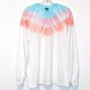 Tie Dyed Long Sleeve T-shirt, Orange, Pink, Blue